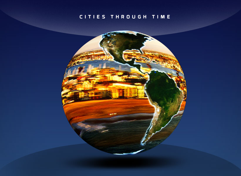 OSC Show - Cities Through Time - globe with a city replacing the ocean