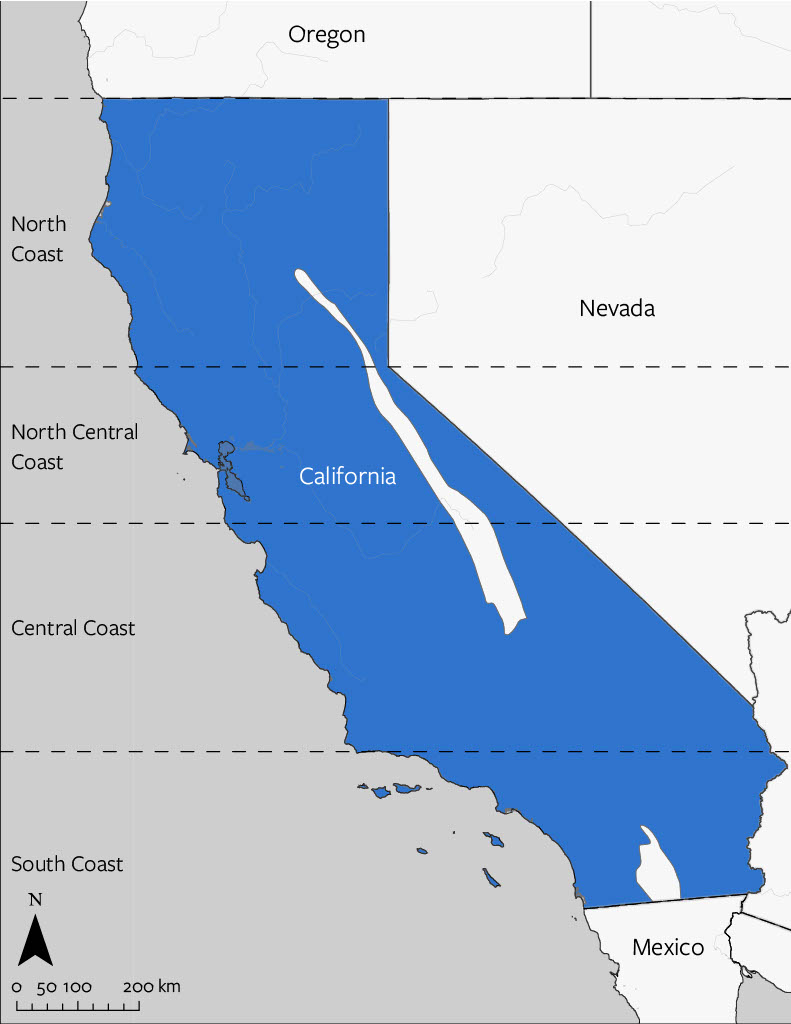 Great Blue Heron's geographic range in California