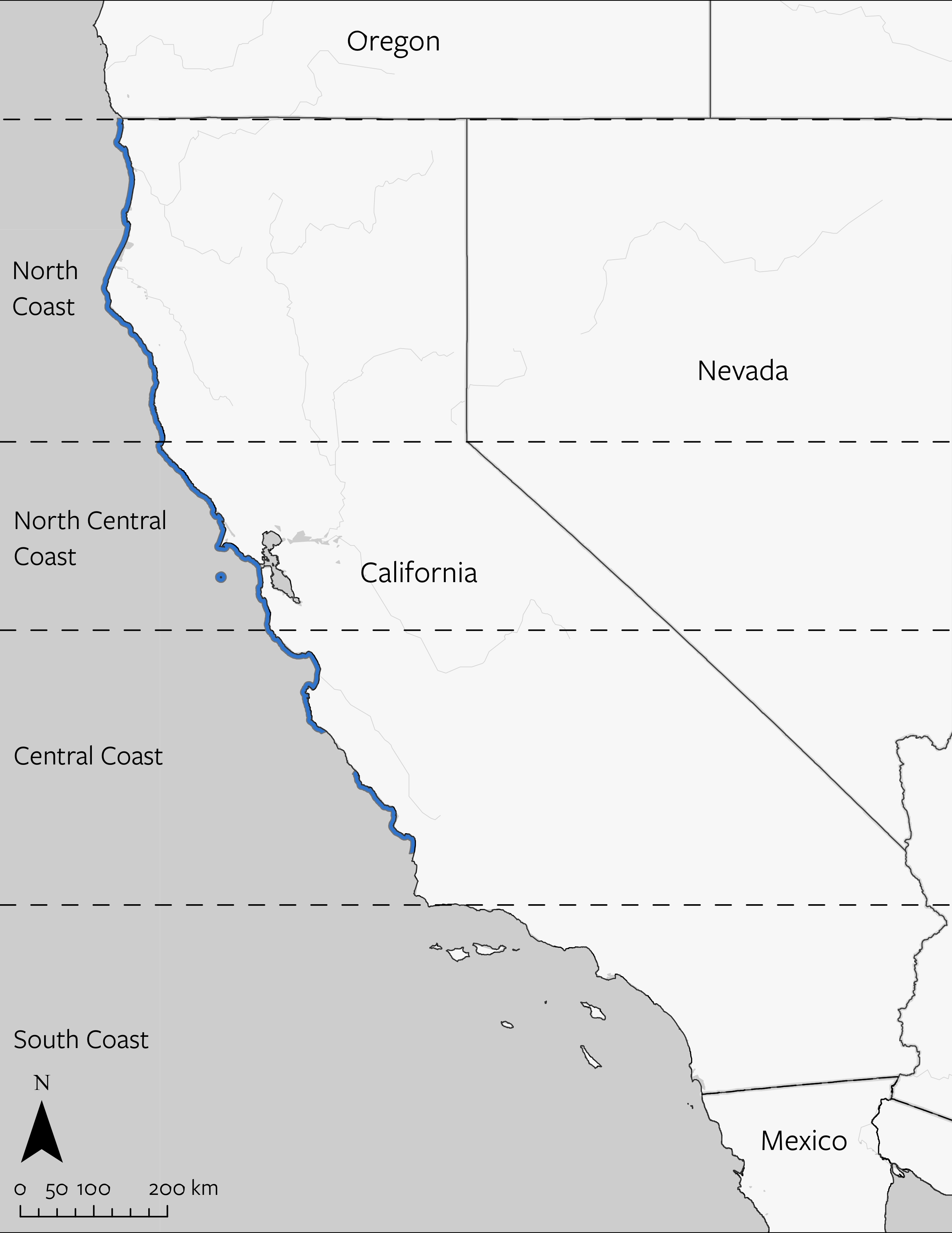 Sea Palm's geographic range in California